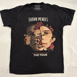 2019 Shawn Mendes The Tour Concert T Shirt Size Med Black Double Sided Hit Y2K